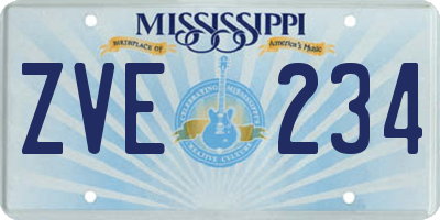 MS license plate ZVE234