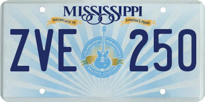 MS license plate ZVE250
