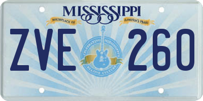MS license plate ZVE260
