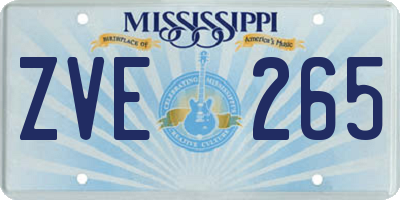 MS license plate ZVE265