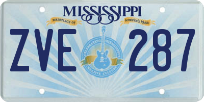 MS license plate ZVE287