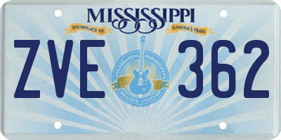 MS license plate ZVE362