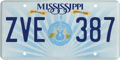 MS license plate ZVE387