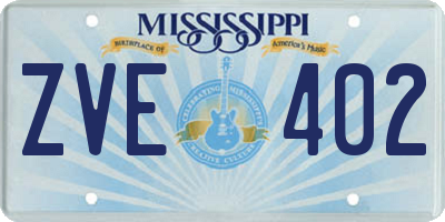 MS license plate ZVE402