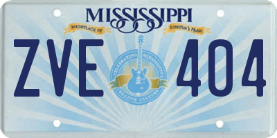 MS license plate ZVE404