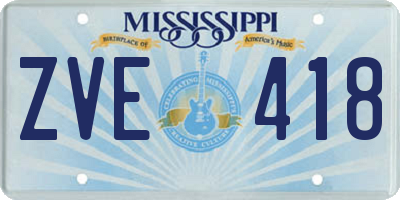 MS license plate ZVE418