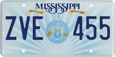MS license plate ZVE455
