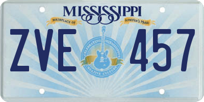 MS license plate ZVE457