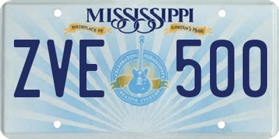 MS license plate ZVE500