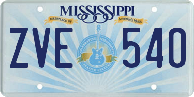 MS license plate ZVE540