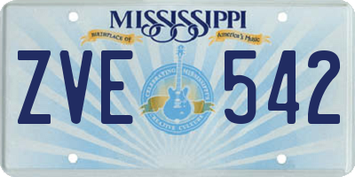 MS license plate ZVE542