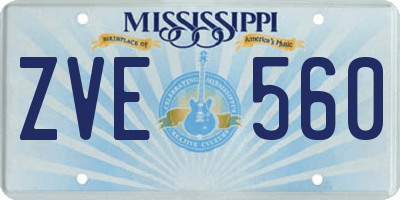 MS license plate ZVE560