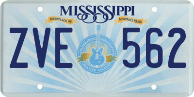 MS license plate ZVE562