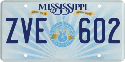 MS license plate ZVE602