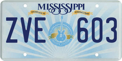 MS license plate ZVE603