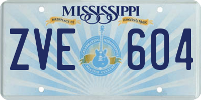 MS license plate ZVE604
