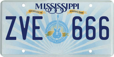 MS license plate ZVE666