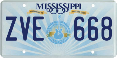 MS license plate ZVE668