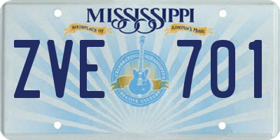 MS license plate ZVE701