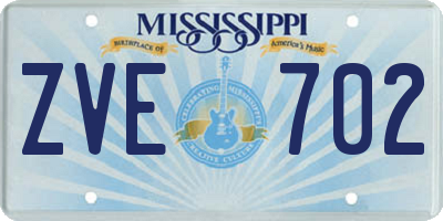 MS license plate ZVE702