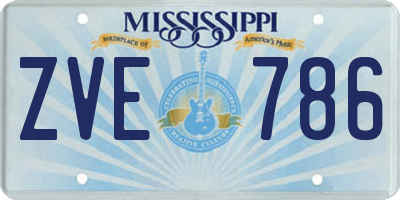 MS license plate ZVE786