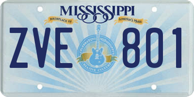 MS license plate ZVE801