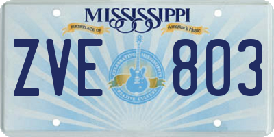 MS license plate ZVE803