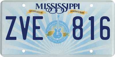 MS license plate ZVE816