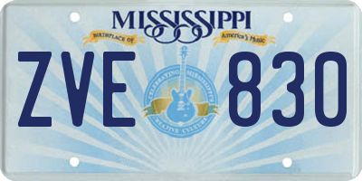 MS license plate ZVE830