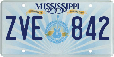 MS license plate ZVE842