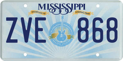 MS license plate ZVE868