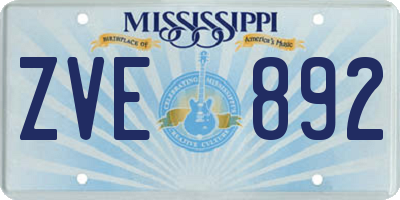MS license plate ZVE892