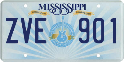 MS license plate ZVE901