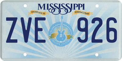 MS license plate ZVE926