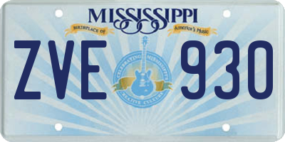 MS license plate ZVE930