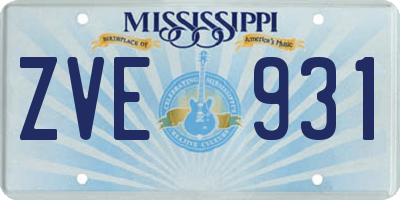 MS license plate ZVE931