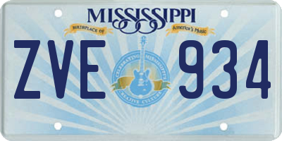 MS license plate ZVE934