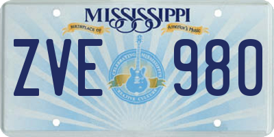 MS license plate ZVE980