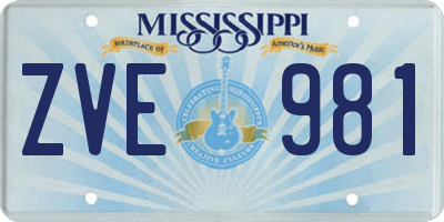MS license plate ZVE981