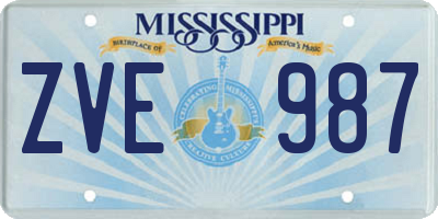 MS license plate ZVE987