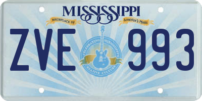 MS license plate ZVE993