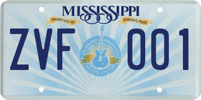 MS license plate ZVF001