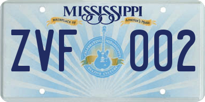 MS license plate ZVF002