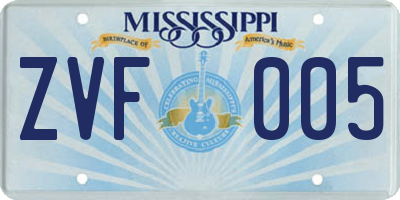 MS license plate ZVF005