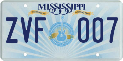 MS license plate ZVF007