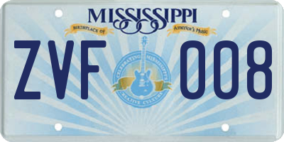 MS license plate ZVF008