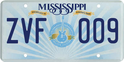 MS license plate ZVF009