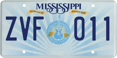 MS license plate ZVF011