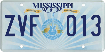 MS license plate ZVF013