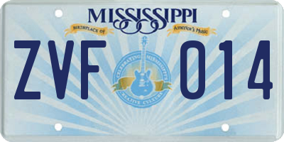 MS license plate ZVF014